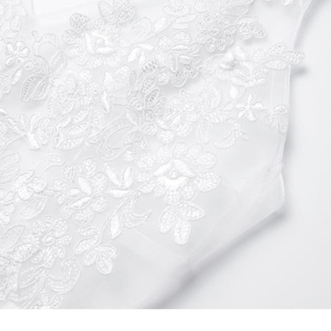 白ワンピース レース切替シースルーロングワンピース