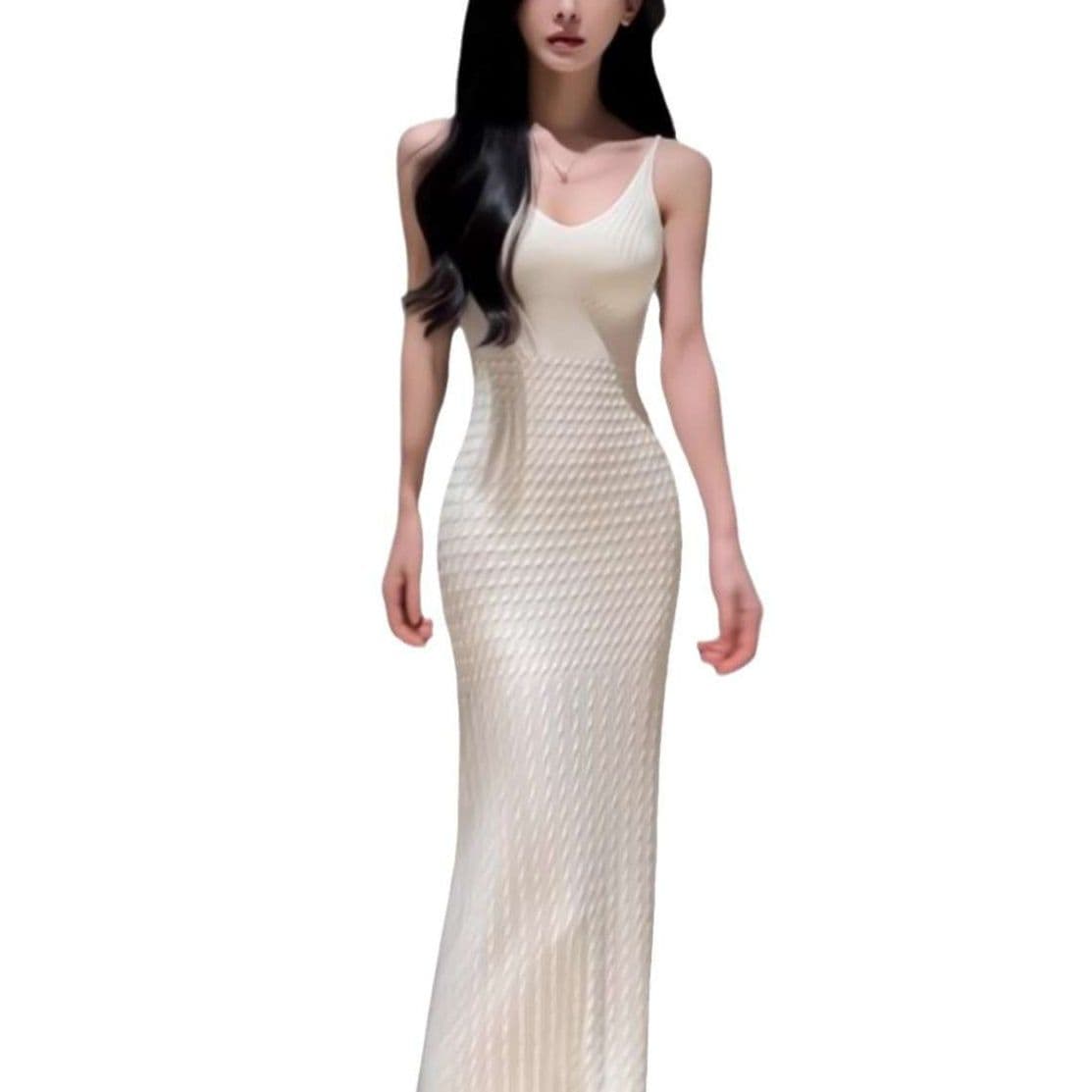 白ワンピース ボディラインを美しく魅せるマキシワンピース