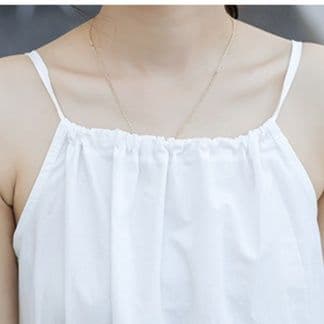 白ワンピース キャミソールゆったりシルエットロングワンピース