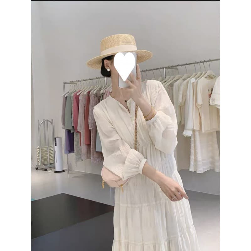 白ワンピース ふんわりシアー ティアードワンピース
