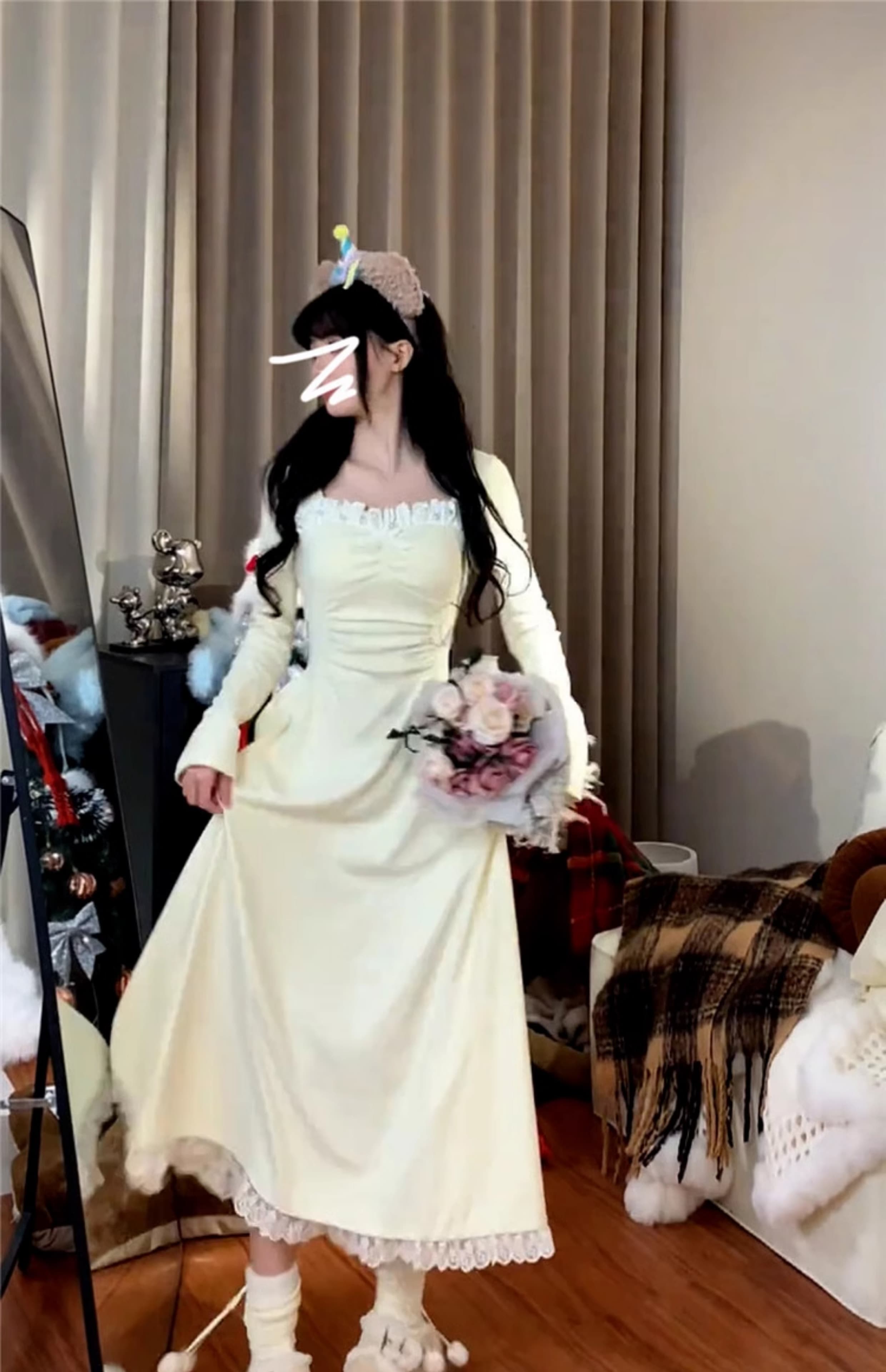 白ワンピース ふんわりロマンチック姫系ワンピース
