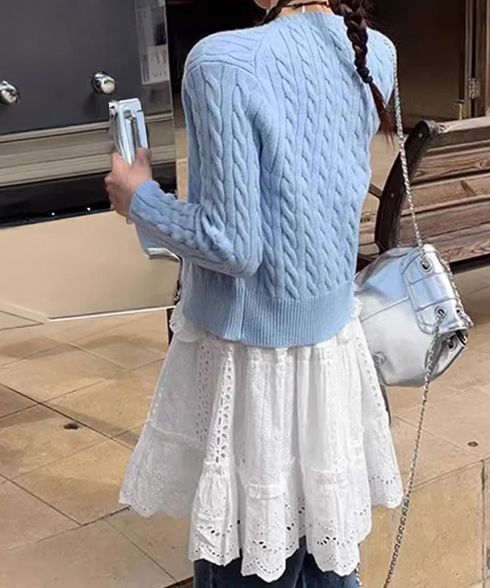 白ワンピース 刺繍段重ねミニワンピース白レース