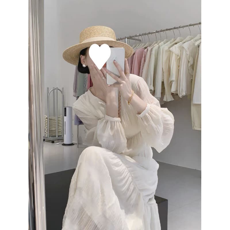 白ワンピース ふんわりシアー ティアードワンピース