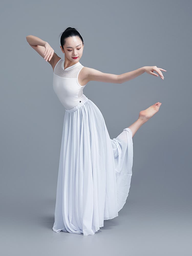 白ワンピース 優美な舞姫シフォンワンピース